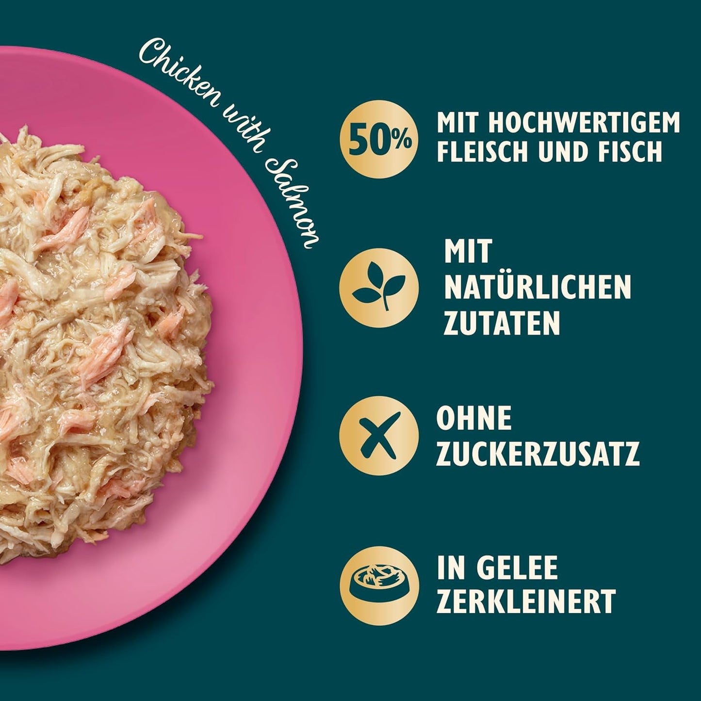 Lily's Kitchen Aus Naturichen Ingredient hermestellung Zerkleinerte Filets in Gelee mit Hühnchen und Lachs Ausgewachsen Nassfutter für Katzen Dosis de 70 g