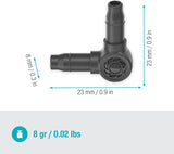 Pieza en L para Gardena Micro-Drip de 4,6 mm (3/16 pulgadas): para cambiar la dirección de distribución y las líneas de goteo en 90 grados, instalación sin dobleces, tecnología de conexión fácil y flexible (13212-20)