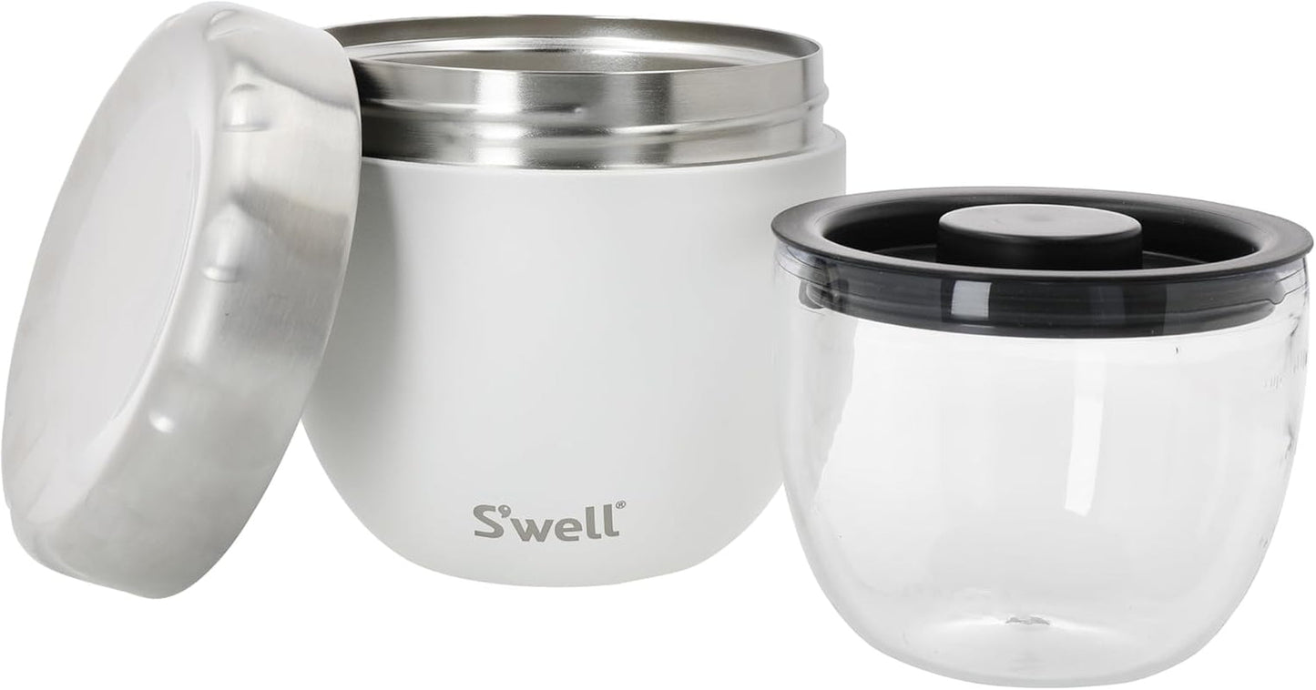Eats Cuenco de Comida 2 en 1 con Tapa de Rosca, 636ml, Piedra Lunar, Vaso para Comida con Triple Aislamiento, Hermético para hasta 11h Frío/7h Caliente en Cajas de Almacenamiento de Alimentos de Viaje Naty Shop
