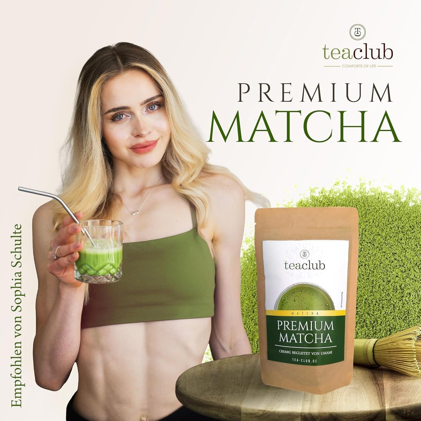 Té Matcha Premium Japón 100 g - Probado en laboratorio - Matcha en polvo ceremonial para hacer Umami Matcha, té verde en polvo 100% natural, ideal para Matcha Latte, Teaclub