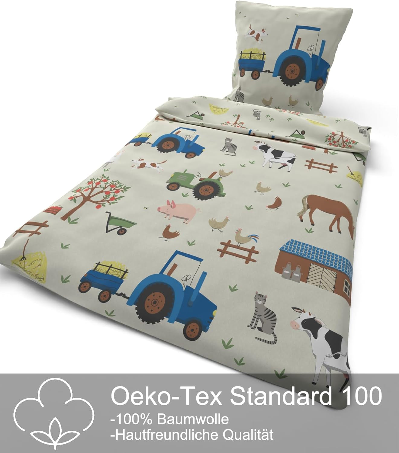 Skybrands Kinder Bettwäsche Tiere 135X200 Bauernhof Kinderbettwäsche Bagger Traktor Baumwolle Kinderbettwäsche 2Tgl. Tienda Naty para jóvenes y mujeres