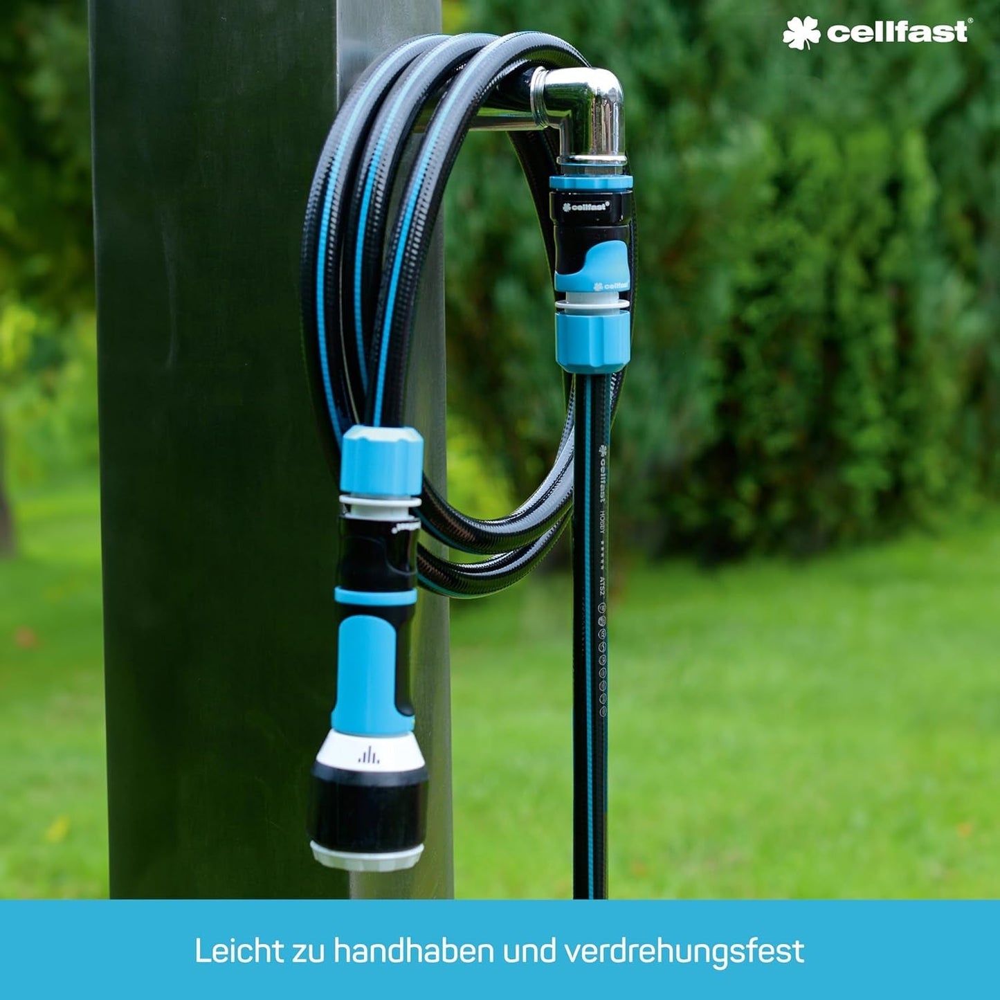 CELLFAST Manguera de jardín Manguera de agua de 6 capas Manguera de riego de tela trenzada doble Manguera flexible antialgas resistente a los rayos UV 32 bar 1 pulgada 25 metros Hobby