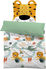 Ropa de cama microfibra 3D, animales, unisex Ropa de cama infantil Naty Shop León con orejas 135×200+80×80
