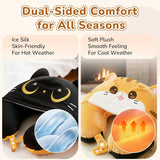 Mewaii Almohada de viaje, almohada de doble cara para adultos, almohada de cuello de espuma viscoelástica para avión, almohada de vuelo reversible con capucha para gato, correa ajustable