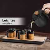 MIAMIO - Juego de Té Japonés/Chino 6 x 100ml / Tetera Asiática 620ml con Infusor de Té, Juego de Tetera Tradicional Japonesa para Amantes del Té/Hombres/Mujeres (Negro)