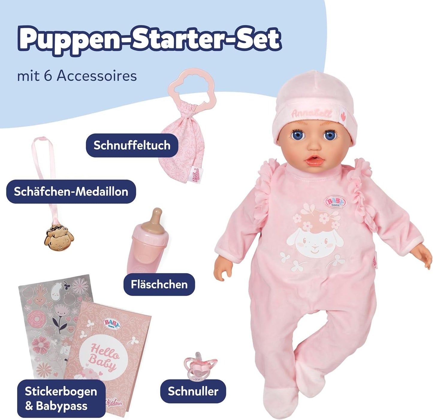 BABY Born Annabell 43 cm - Muñeca blandita con 7 funciones electrónicas y sonido - Apto para niños a partir de 3 años - La muñeca incluye accesorios - Requiere pilas