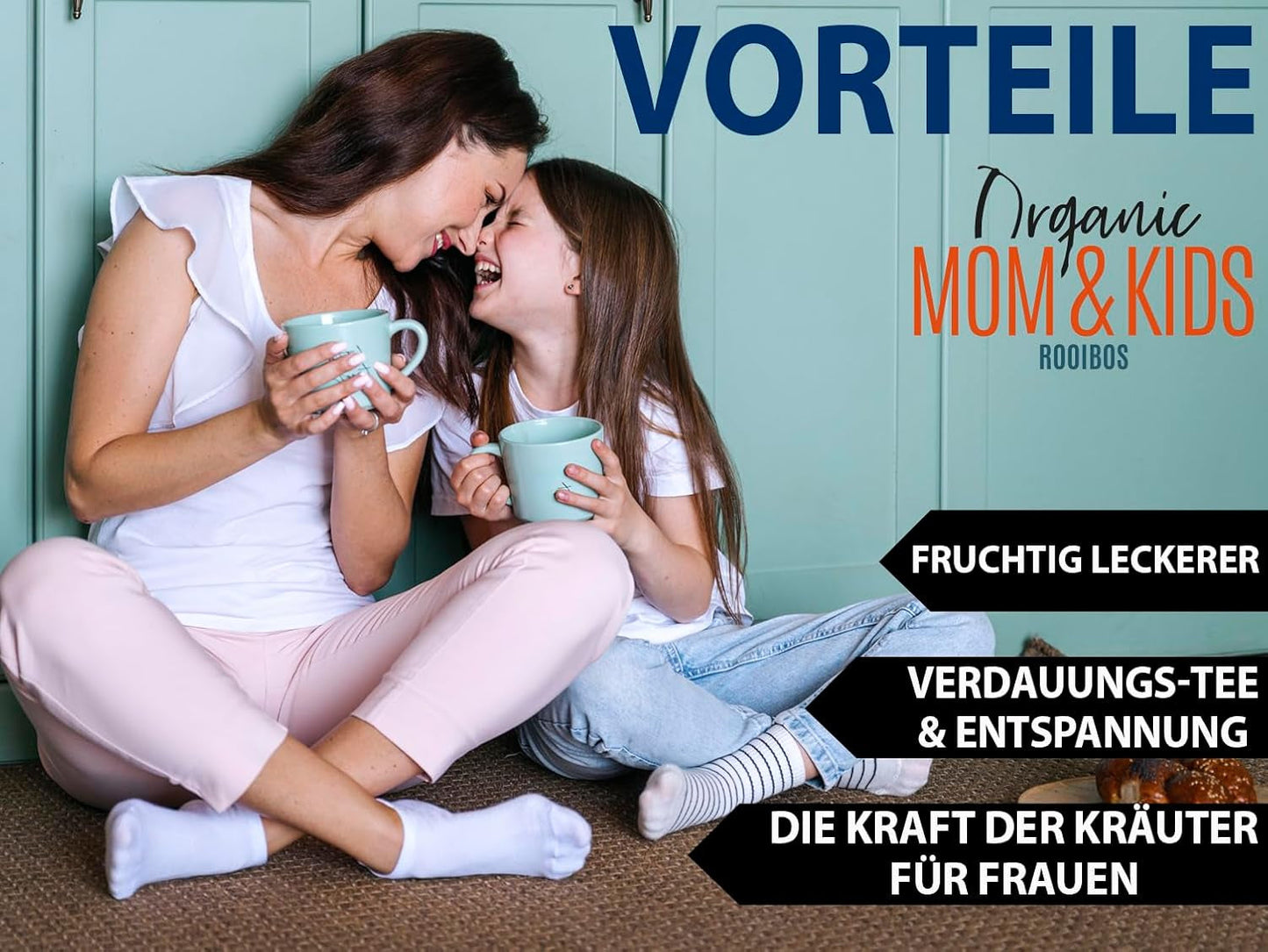 VITSTORM® BIO TEE Mom & Kids - Té para mujeres y lactancia - Rooibos, manzana, hinojo, melisa, alquimilla, fresa - Té relajante - Afrutado y delicioso - Sin cafeína - Té de hierbas 100 g