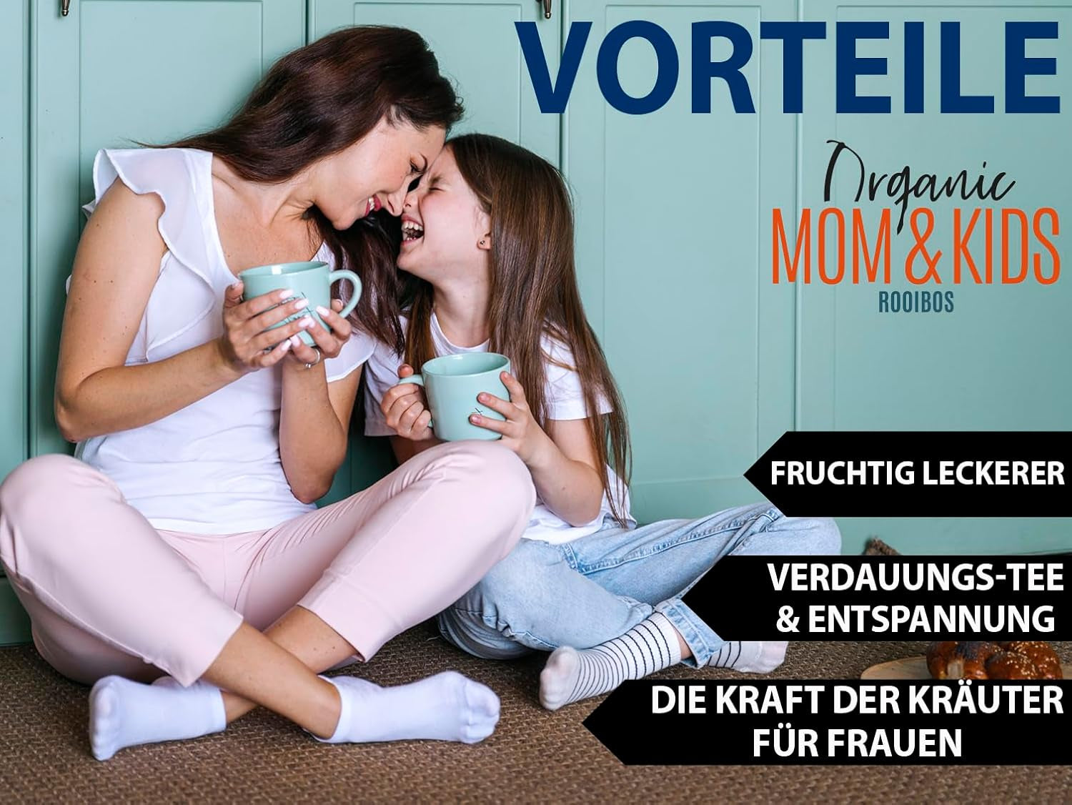 VITSTORM® BIO TEE Mom & Kids - Té para mujeres y lactancia - Rooibos, manzana, hinojo, melisa, alquimilla, fresa - Té relajante - Afrutado y delicioso - Sin cafeína - Té de hierbas 100 g