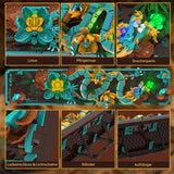 Kit de construcción de azulejos de dragón mítico para adultos, juguete de construcción de arte divino 3D con luces LED y flores, kit de modelo de relieve de dragón, regalos creativos y decoraciones (1676 piezas)