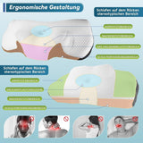 IDEA Almohada para el dolor de cuello, almohada ortopédica de espuma viscoelástica, almohada ergonómica para el cuello para un soporte óptimo, almohada antironquidos para dormir de lado, boca arriba y abdomen, almohadas ortopédicas cervicales Naty Shop