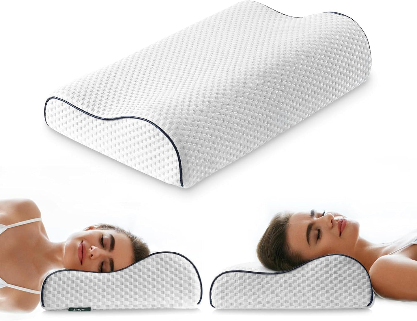 Z-Hom Almohada De Soporte Para El Cuello, Almohada De Espuma Viscoelástica, Almohada Para Dormir De Lado, Almohada Ergonómica, Almohada Antironquidos, Almohada Ortopédica Para Dormir, Funda Extraíble (49 X 30 X 7/10 Cm) Naty Shop Almohadas Ortopédicas Cervicales 49 X 30 X 7/10 Cm
