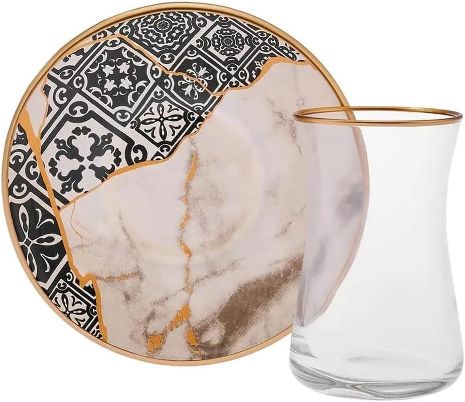 Juego de té Karaca Aris de 12 piezas para 6 personas: exquisito servicio de porcelana para disfrutar del té con elegancia