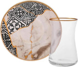 Juego de té Karaca Aris de 12 piezas para 6 personas: exquisito servicio de porcelana para disfrutar del té con elegancia