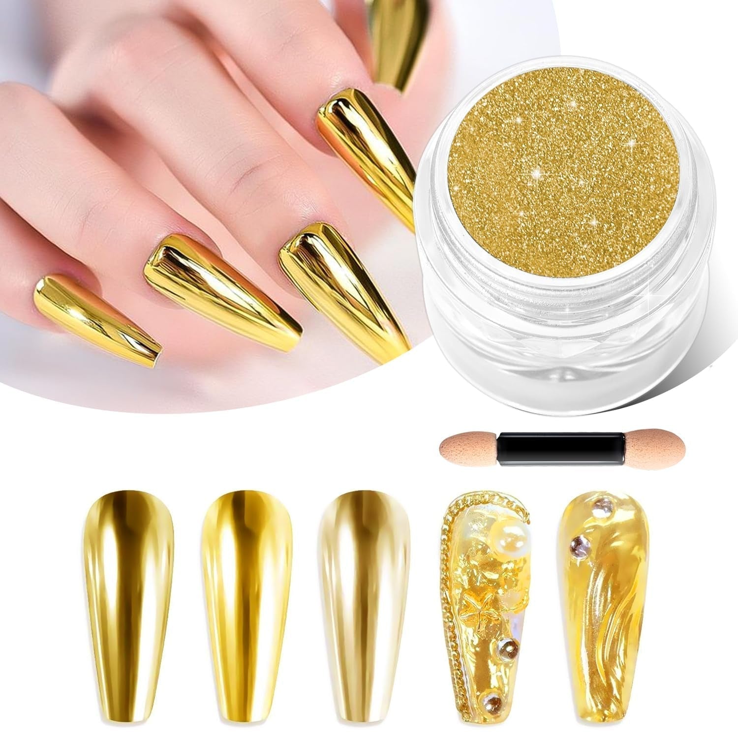 BISHENGYF Polvo de uñas cromado plateado, metal Holo Chromfarbener Nagelpuder, 1G Cromepulver Nägel Glitzer Glänzende Silver Nagelpulver Spiegeleffekt Pigment Nagelkunst, Diy-Design-Dekor Frauen Geschenk
