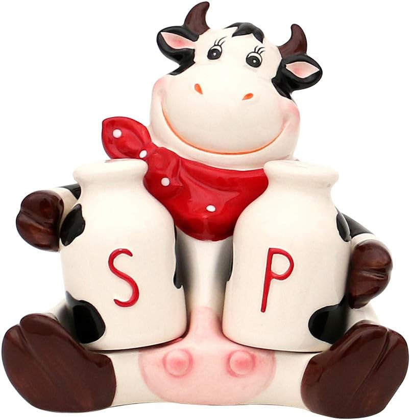 Caja de almacenamiento de cerámica de vaca Dekohelden24, aprox. 12 x 11 x 20,5 cm, 20 Cajas de almacenamiento de alimentos Naty Shop Juego de 3