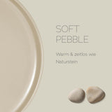 Vajilla de Gres Porcelánico para 6, 18 Piezas - Más Fuerte y Resistente a los Rayones que los Platos y Cuencos de Loza, Beige Brillante | El juego de vajilla incluye 6 platos llanos, 6 platos de postre y 6 tazones.