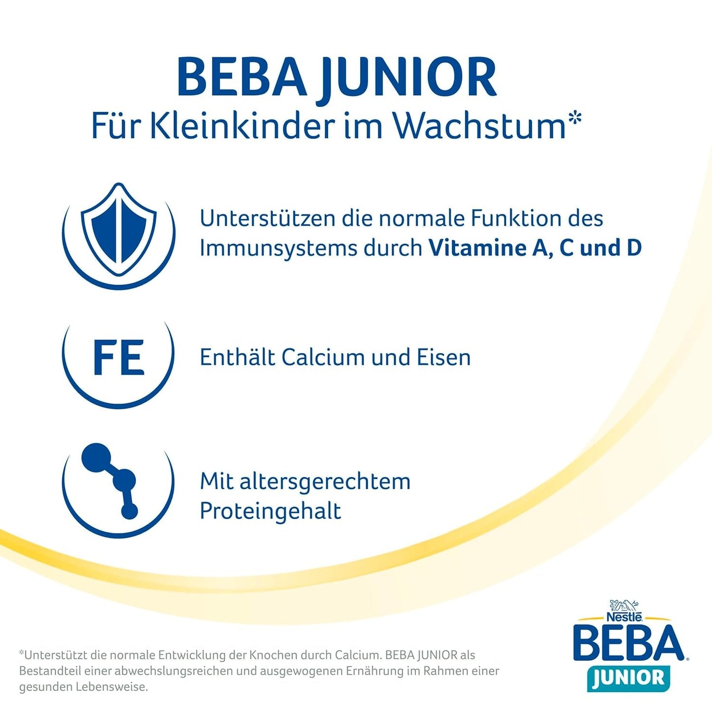 BEBA Junior 1+ bebida láctea a partir de 1 año, Con HMO, Contenido de proteínas apropiado para la edad, Solo lactosa, Sin aceite de palma, Sin aceite de pescado, Comida para niños pequeños, Leche en polvo para bebés, Paquete de 3 (3 x 800 g)