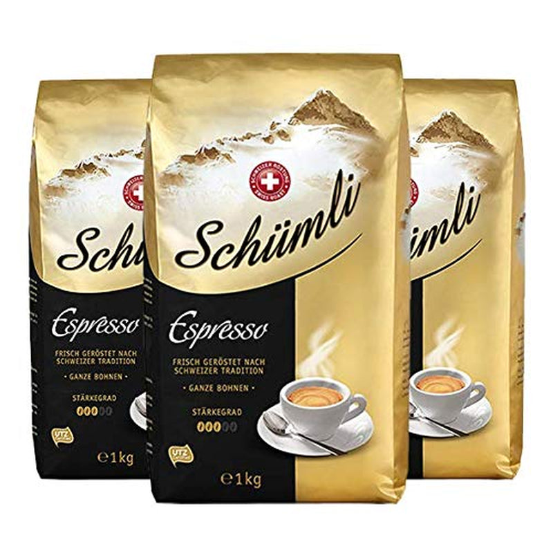 Schuümli Espresso café en grano entero 1kg, paquete de 3 (3 x 1000g)