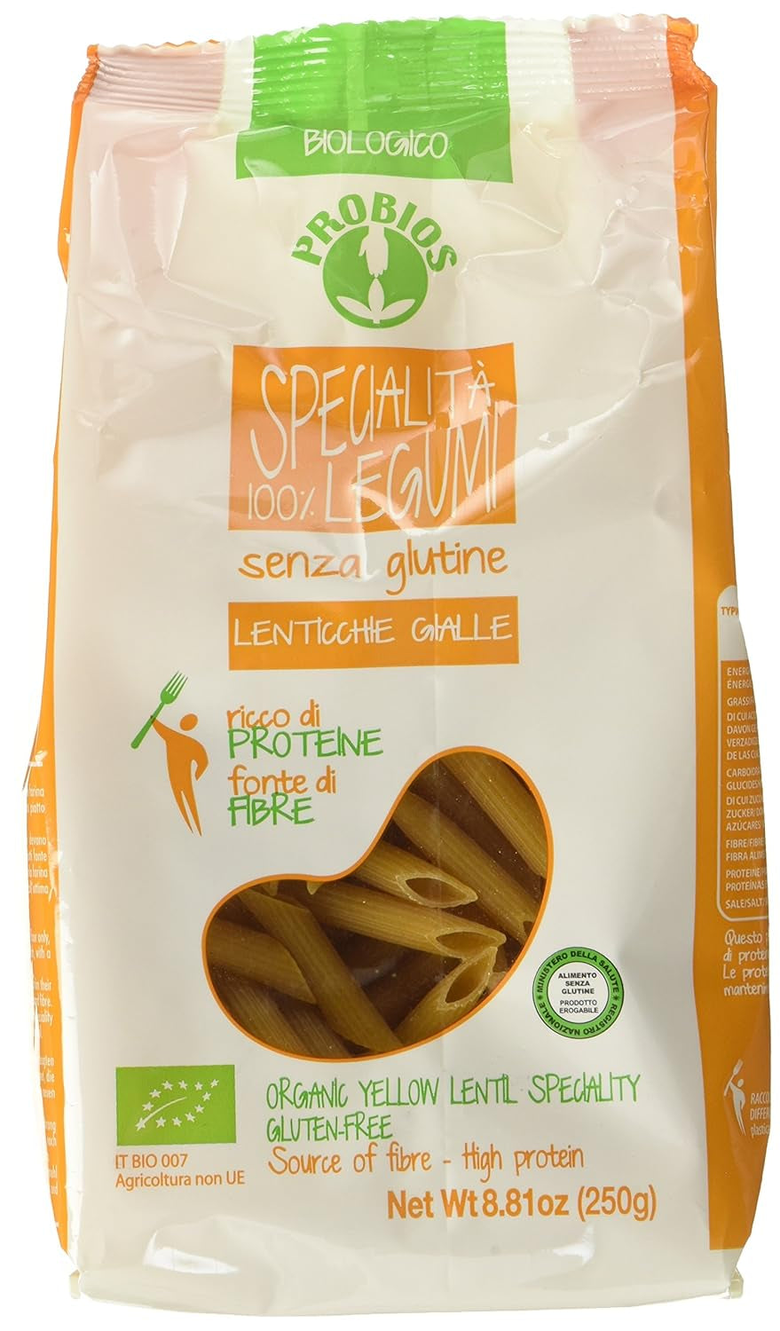 Penne de lentejas amarillas, paquete de 12 (12 x 250 g)