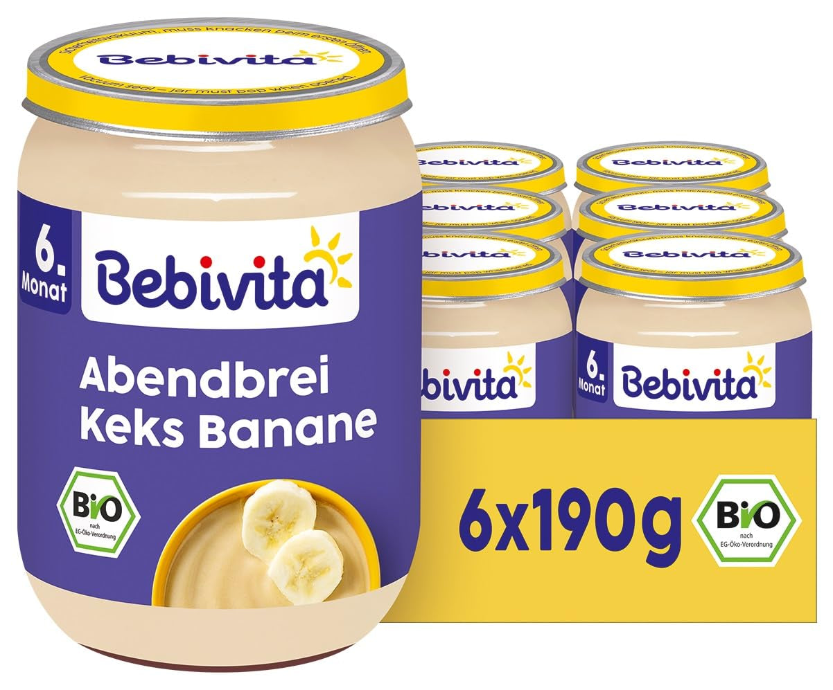Gachas de noche con galletas y plátanos, 190 g, paquete de 6 (6x190 g)