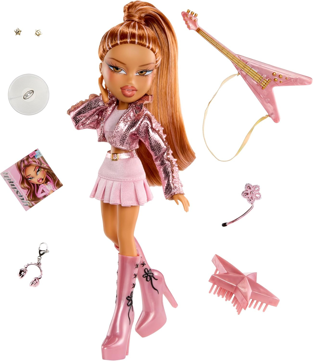 BRATZ Pop Starz Yasmin – Muñeca de moda con amuleto coleccionable, atuendo y accesorios musicales