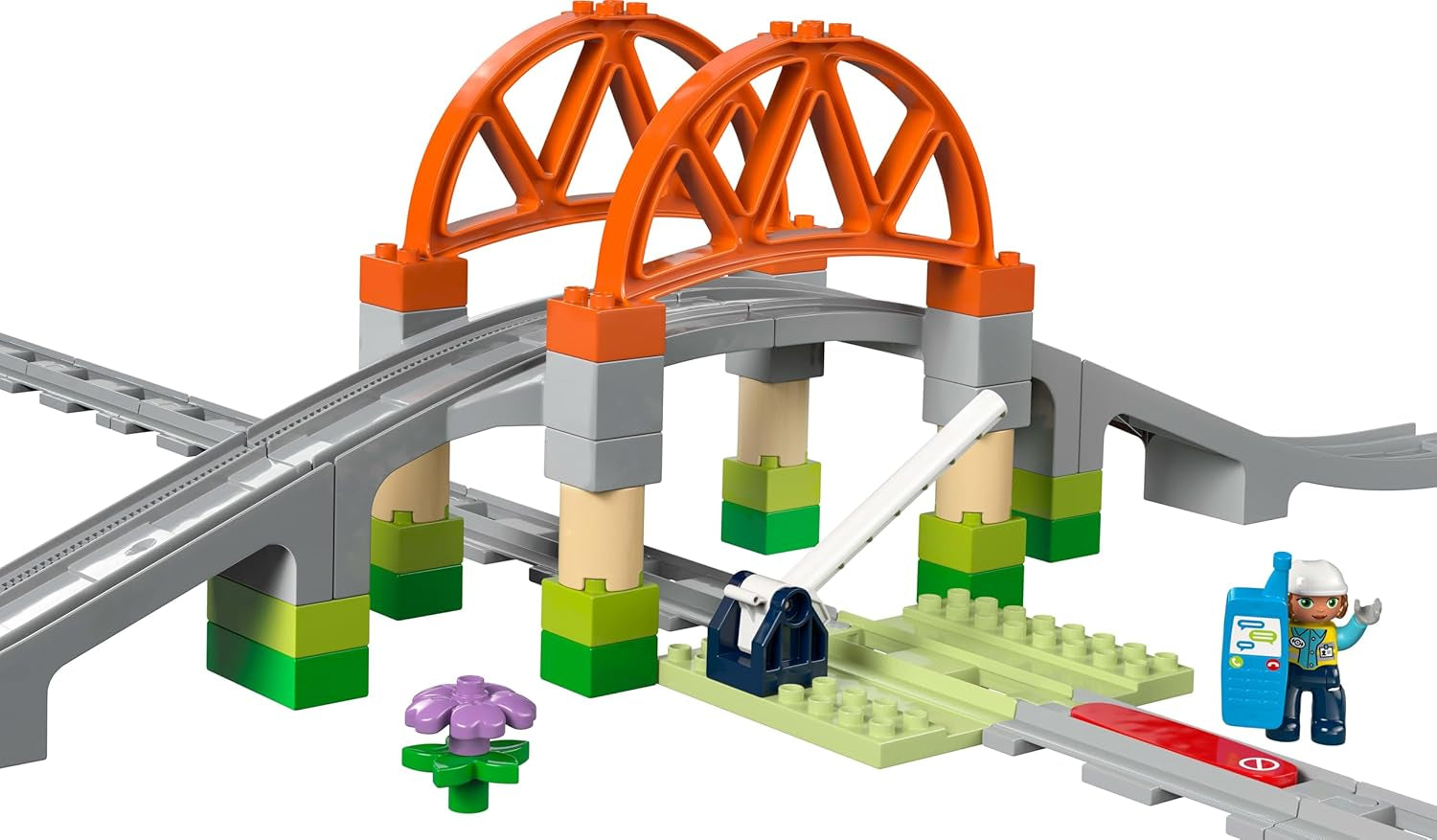 LEGO DUPLO Puente y vías del ferrocarril de la ciudad - Set de ampliación, regalo para niños a partir de 2 años, set de construcción y reconstrucción, set de desarrollo preescolar, juguete educativo 10426 Juegos de construcción Besuche den LEGO-Store