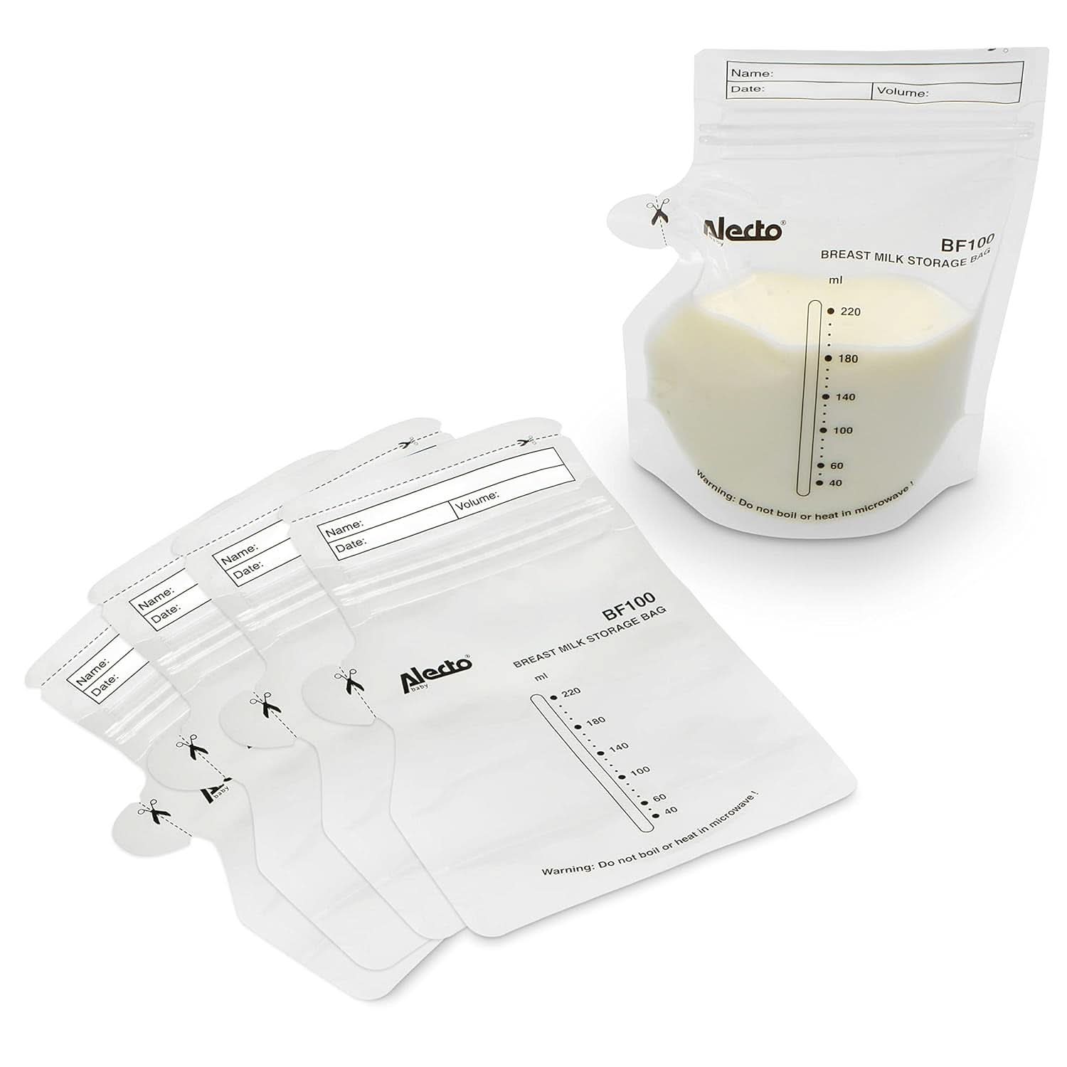 BF100 Bolsa de almacenamiento para leche materna - Bolsa para leche materna - capacidad 220 Ml - 100 piezas - Transparente Alimentación y Accesorios Lactancia Bebe Naty Shop