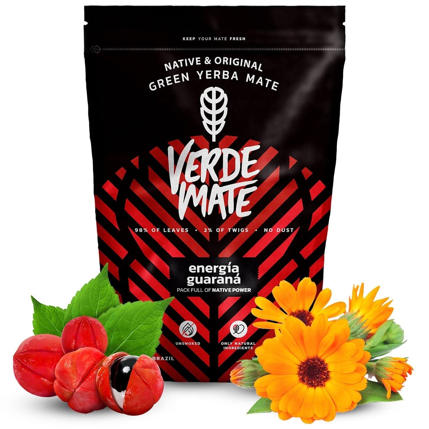 Juego de té de hierbas Yerba Mate | Yerba Mate con hierbas | Green Mate Energía Verde Guaraná, Guayusa Jazmín, Zarzaparrilla | Yerba Mate verde brasileña | 3X500G