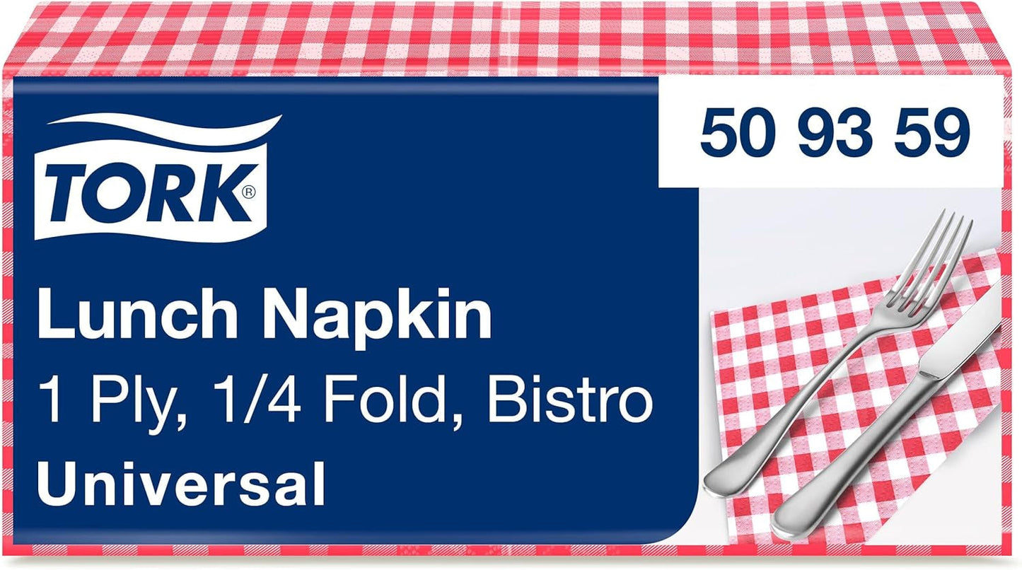 Servilleta de almuerzo Tork Bistrored, pliegue 1/4, 1 capa, 33 cm × 33 cm, 8 × 400 servilletas, 509359