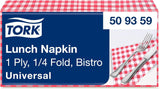 Servilleta de almuerzo Tork Bistrored, pliegue 1/4, 1 capa, 33 cm × 33 cm, 8 × 400 servilletas, 509359