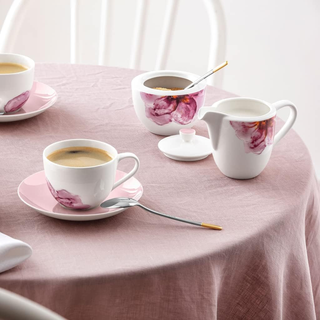 Villeroy & Boch - Taza de leche Rose Garden, 280 ml, porcelana Premium, blanco/rosa