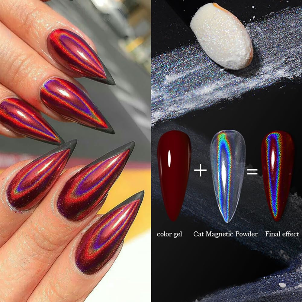 Polvo de uñas cromado Aurora Ice Shimmer polvo de pigmento cromado 4 Uds polvo cromado Nägel Nail Art Nageldesign