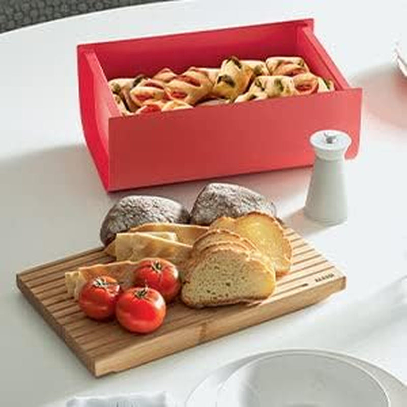 Alessi Mattina BG03 WG - Panera de acero inoxidable con resina epoxi y madera de bambú, gris cálido Cajas para guardar alimentos Naty Shop