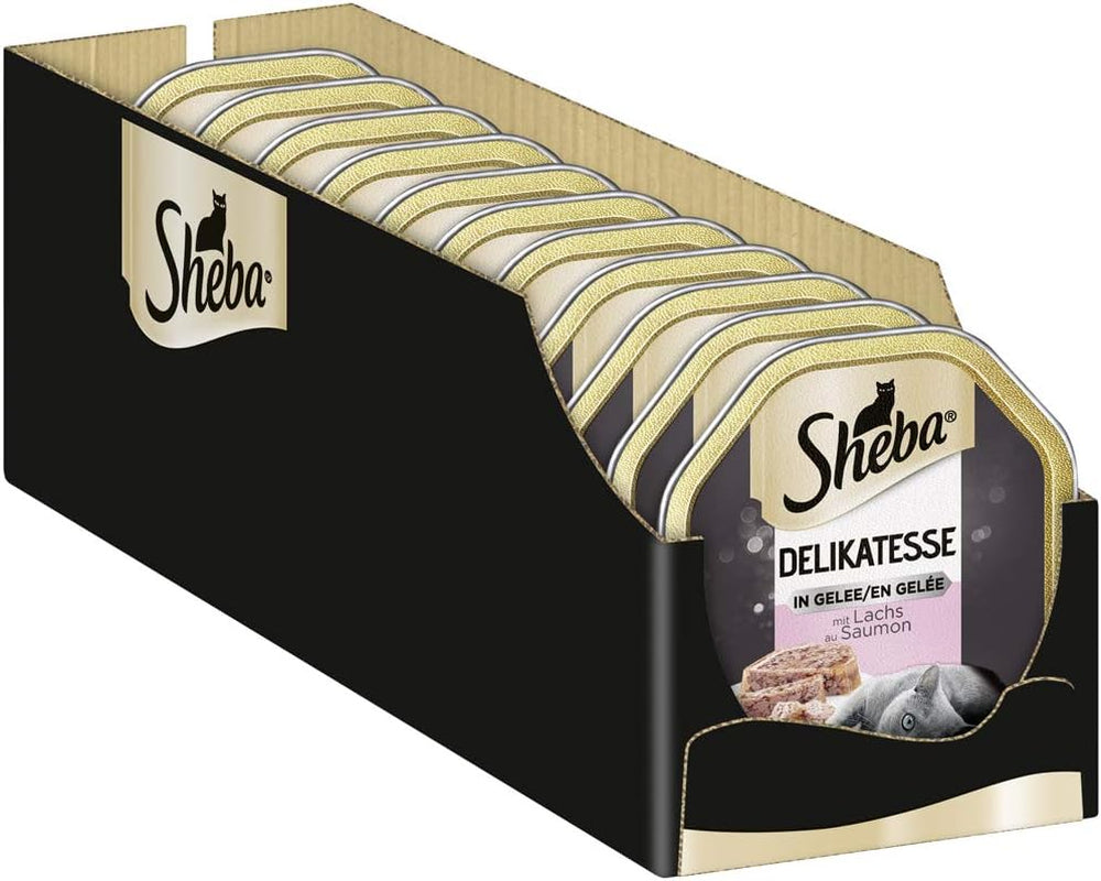 Sheba Comida húmeda para gatos, delicatessen en gelatina de salmón, 2 x 11 x 85 g