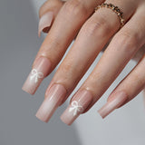 Btartbox Uñas Postizas Cuadradas Cortas Pegamento Baby Boomer En Uñas Postizas Rosa Degradado Blanco Uñas Artificiales Cortas con Pegamento para Uñas 30 Piezas Uñas Postizas Cuadradas