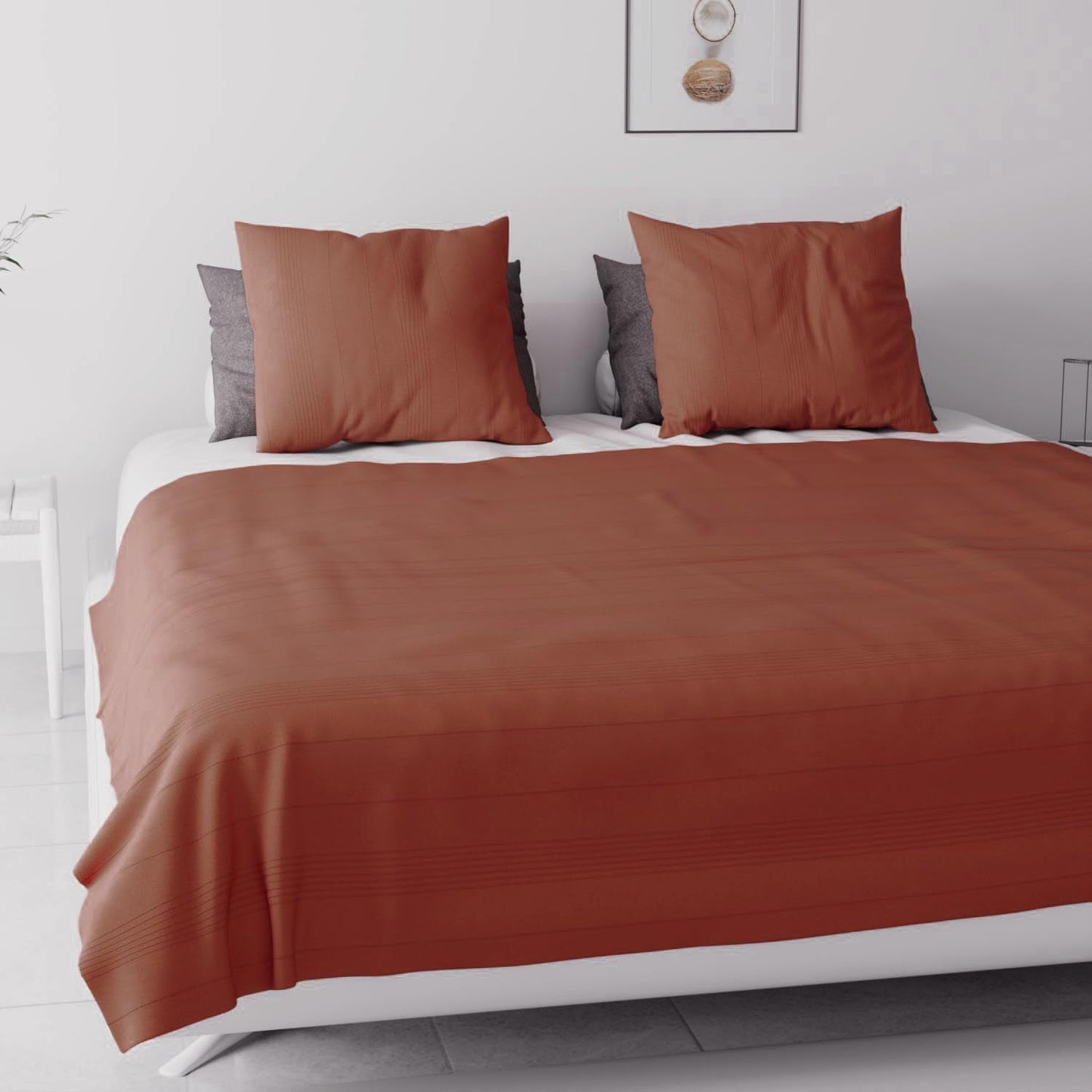 Soleil D'Ocre, Adele, colcha, funda para sofá, algodón, rojo ladrillo, 220 X 240 Cm Camas y mantas Besuche den Soleil d'ocre-Store