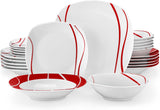 MALACASA Vajilla para 6, Vajilla de Porcelana Felisa 24 Piezas, Vajilla Moderna con 6 Platos Llanos, Platos de Postre, Platos Suma y Cuencos, Perfecto para Navidad y Uso Diario