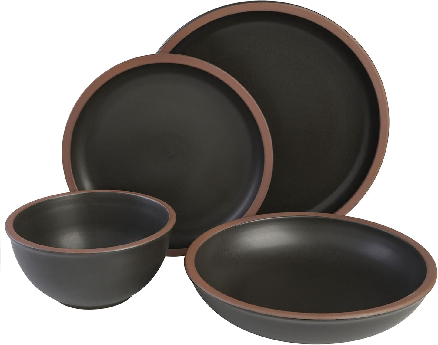 Lagos Coupe Geschirrset, servicio para 4 personas (16 piezas), negro