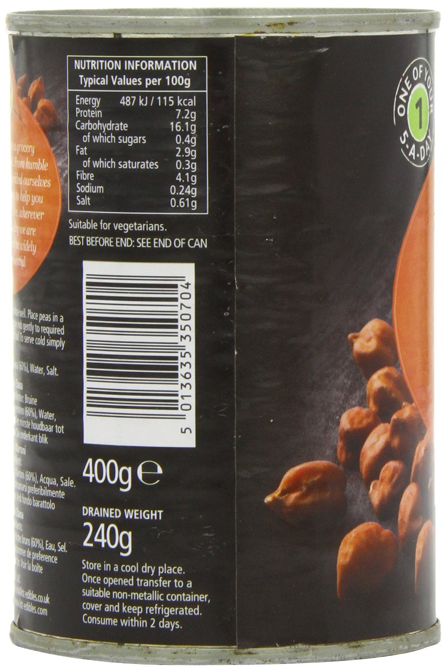 - Garbanzos marrones (enlatados), paquete de 12 (12 x 400 g)