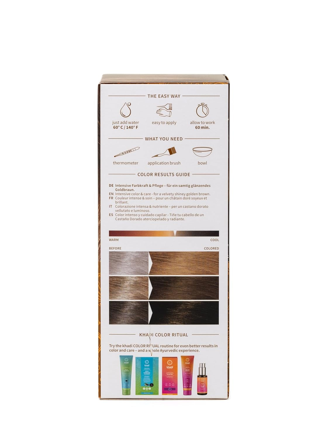 khadi GOLDBRAUN tinte de cabello a base de hierbas, color de cabello desde ámbar brillante hasta marrón dorado suave y brillante, tinte de cabello natural 100% a base de hierbas, natural y vegano, cosmética natural certificada, 100g Naty Shop Tinte para el cabello