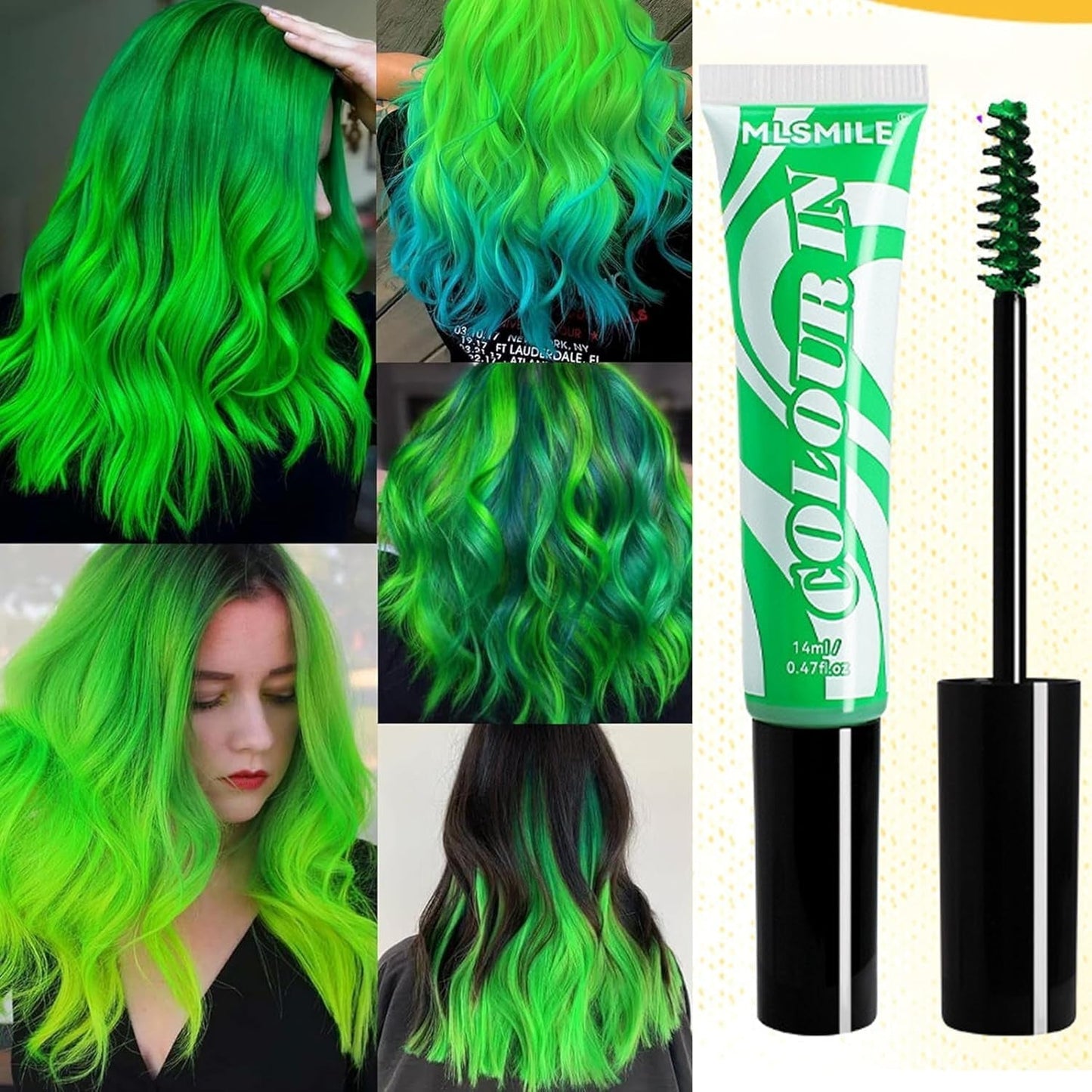 Tinte Capilar Temporal Verde - 14ml Tinte Capilar Tiza, Tinte Capilar Verde Lavable, Tiza Capilar Color Instantáneo, Tinte Capilar Tiza Carnaval para Navidad Halloween, Carnaval, Cosplay Tinte Capilar Naty Shop