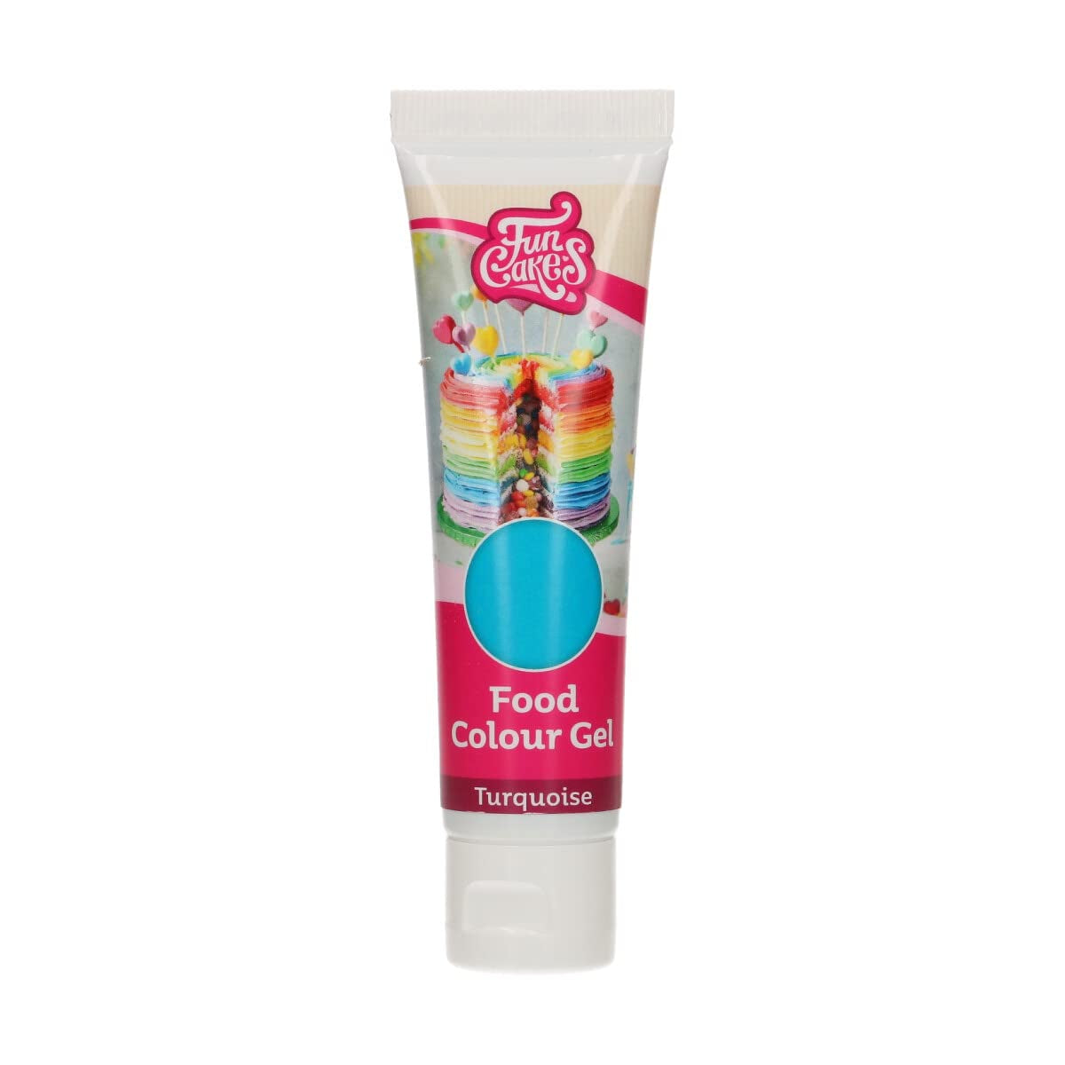 Colorante alimentario Funcakes Gel Turquesa: Colorante alimentario altamente concentrado para masas, natas, fondant y mazapanes. Fácil dosificación. Una sola gota para crear colores vibrantes. Halal. 30 gramos.