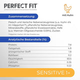 Comida húmeda para gatos Perfect Fit Sensitive 1+ con pollo en salsa, 12 sobres, 12 x 85 g - Comida húmeda premium para gatos sensibles a partir de 1 año, sin trigo ni soja, para favorecer la digestión