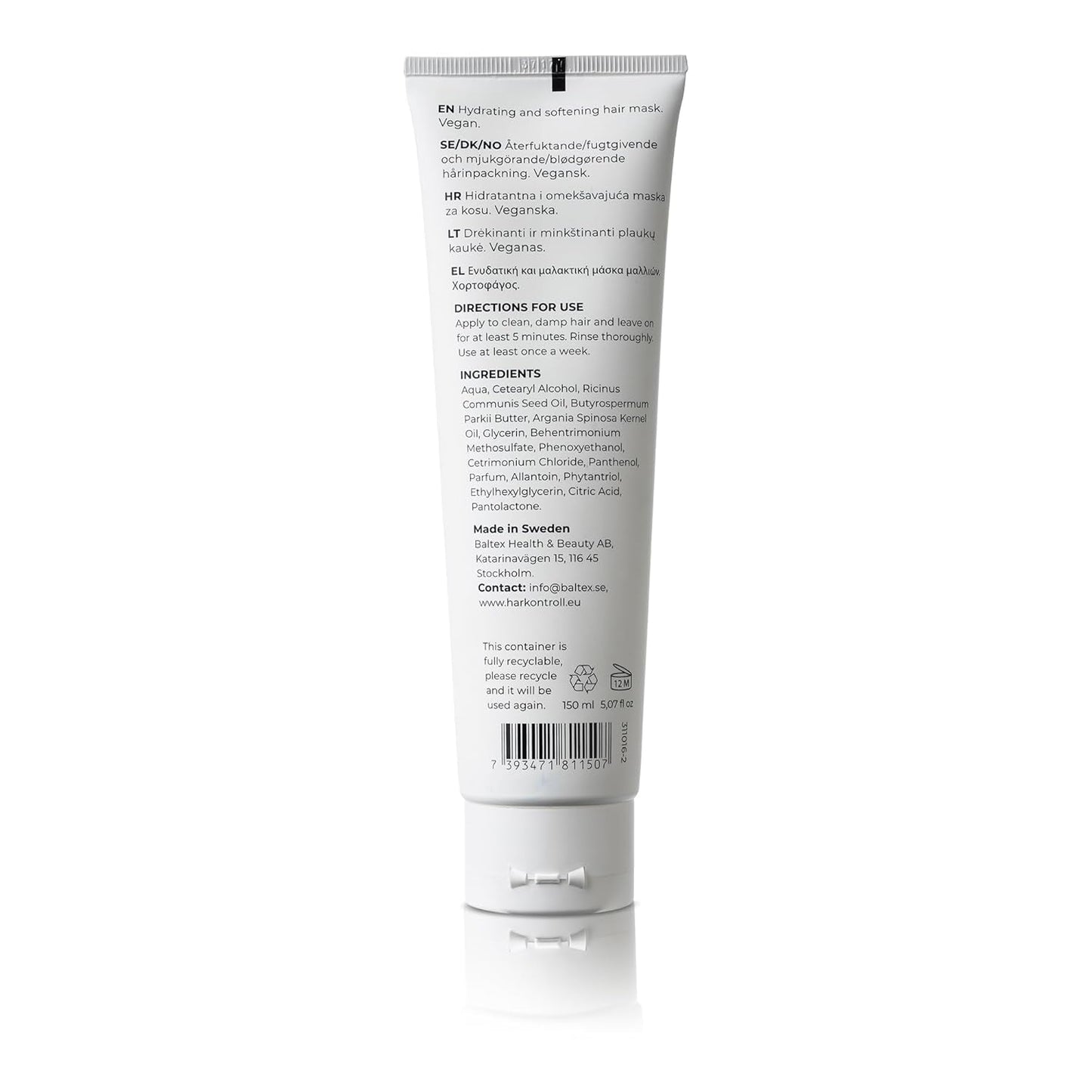 Harkontroll Deep Intense Hydrating Mask, mascarilla capilar hidratante intensa, 150 ml Mascarilla capilar Naty Shop