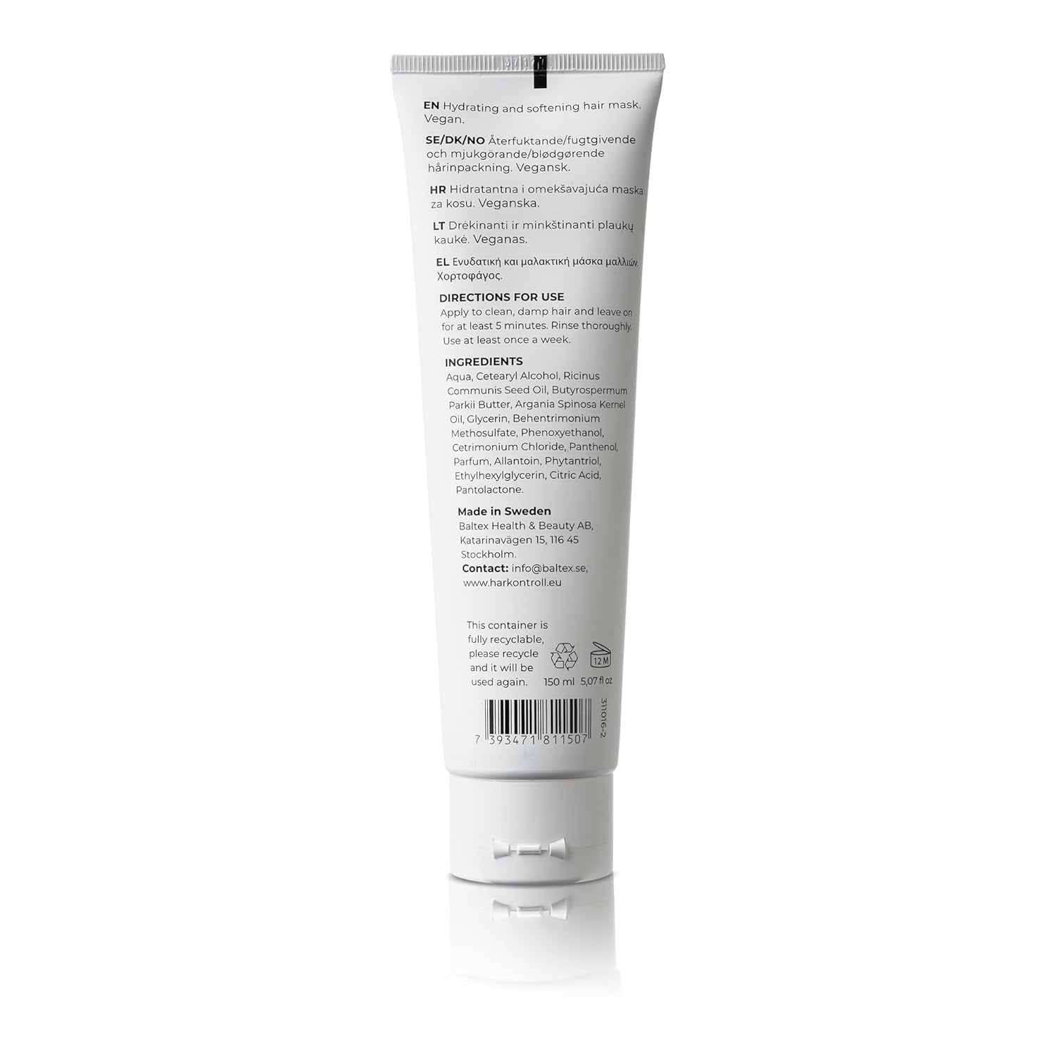 Harkontroll Deep Intense Hydrating Mask, mascarilla capilar hidratante intensa, 150 ml Mascarilla capilar Naty Shop