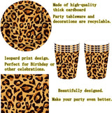 Patrón de leopardo Party Geschirr Kindergeburtstag Deko Geburtstag Party Geschirr Dschungel Pappteller Becher Servietten Babyparty Tischdeko Set