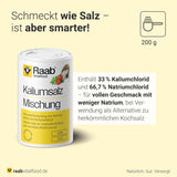 Raab Vitalfood Kalium salt-Mischung, Mineralsalzmischung mit 66,7% Natriumchlorid (Kochsalz) und 33% Kaliumchlorid, Kalium trägt zur Aufrechterhaltung eines normalen Blutdruck bei (1 dosis de 200 g)
