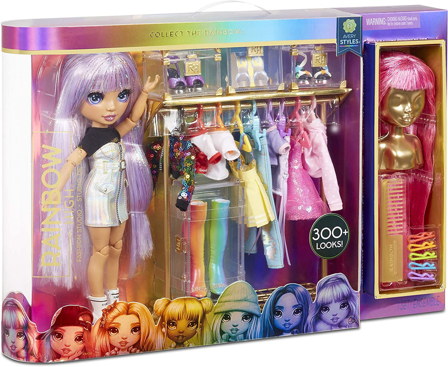 Rainbow High 571049 Fashion Studio - Muñeca exclusiva con ropa, accesorios y 2 pelucas brillantes - ¡Crea más de 300 conjuntos!