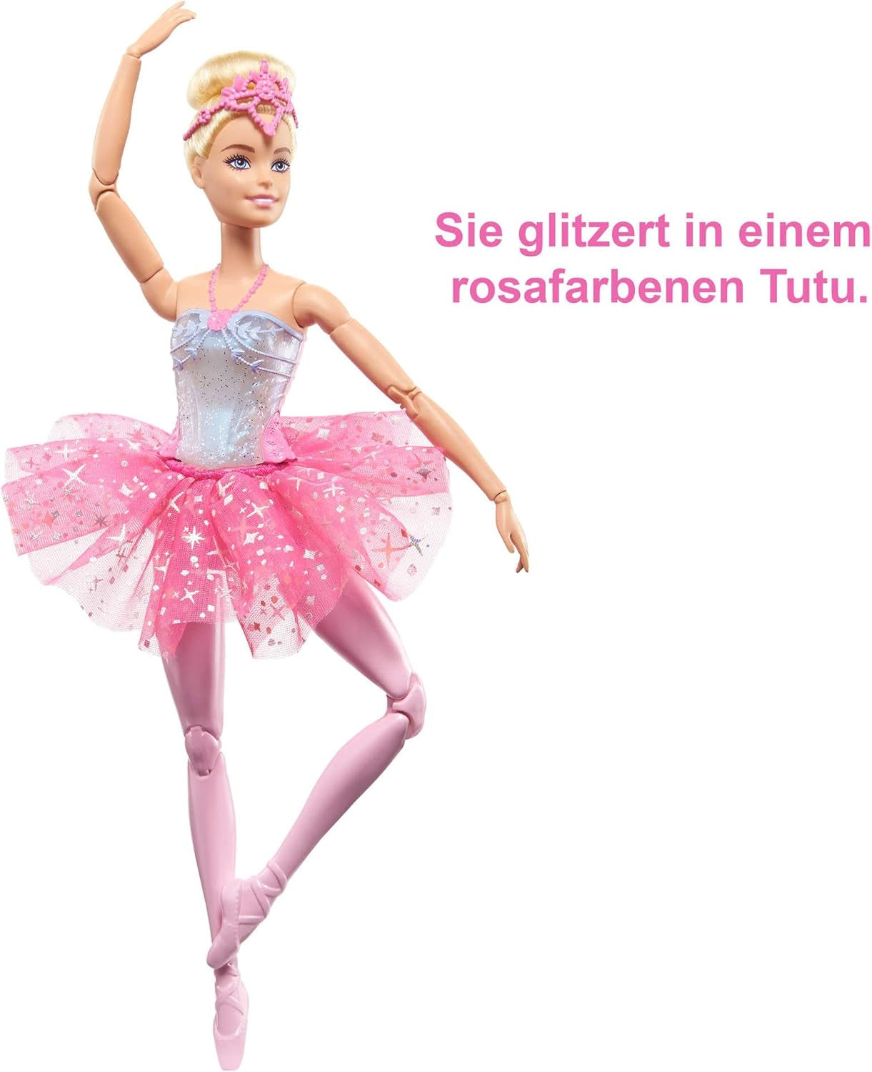 Muñeca Barbie Dreamtopia Magic Ballerina con luces, tutú rosa y cabello rubio, 5 efectos de luz y sonido, Barbie posicionable, a partir de 3 años, HLC25
