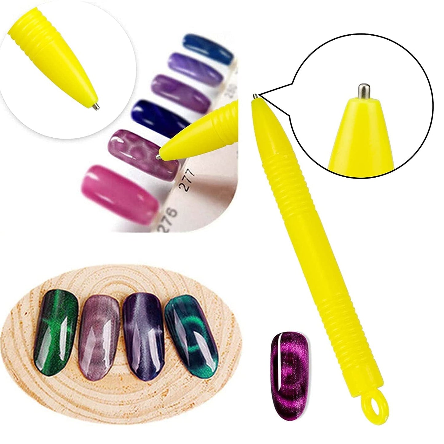 Nail Art Werkzeug Magnetstift, 10 piezas Nagel Magnet Stick Tool Set, Nagel Magnet Stift y Starker Magnet Stock Punktierungsstifte para DIY 3D Magnetics Katzenauge UV Gel Polnisch Nagel Kunst
